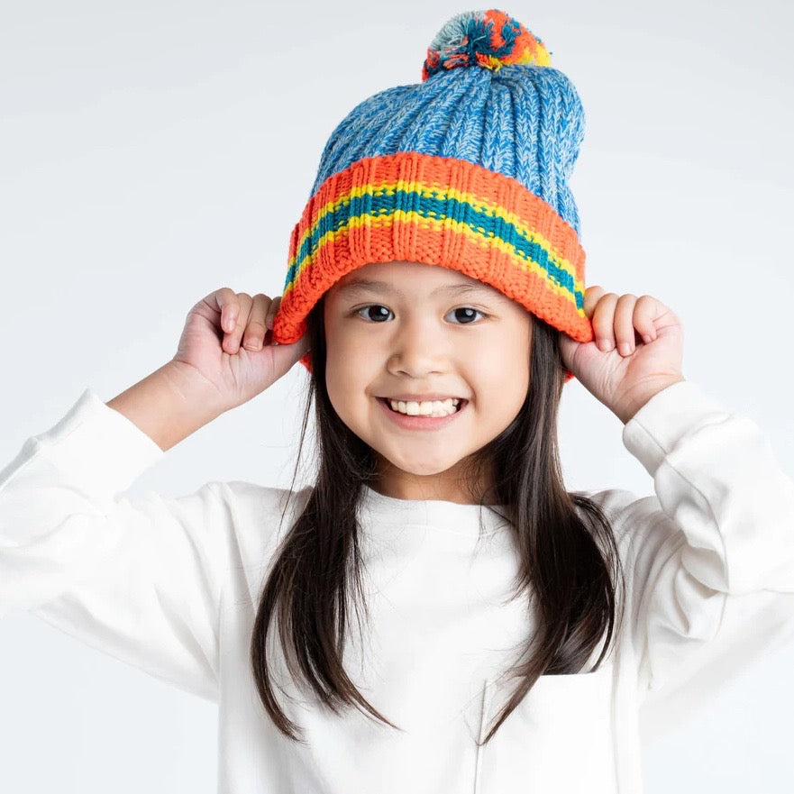 Varsity Pom Beanie - Stone Blue