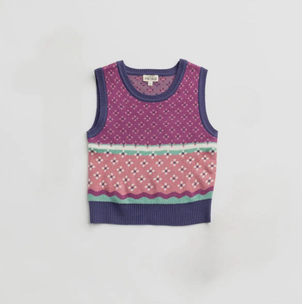 Berry Fair Isle Sweater Vest
