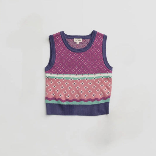 Berry Fair Isle Sweater Vest