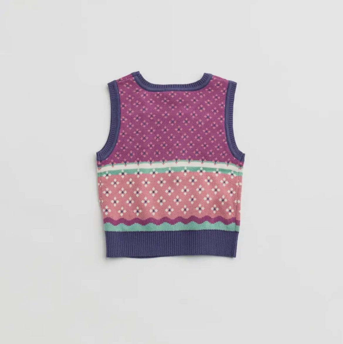Berry Fair Isle Sweater Vest