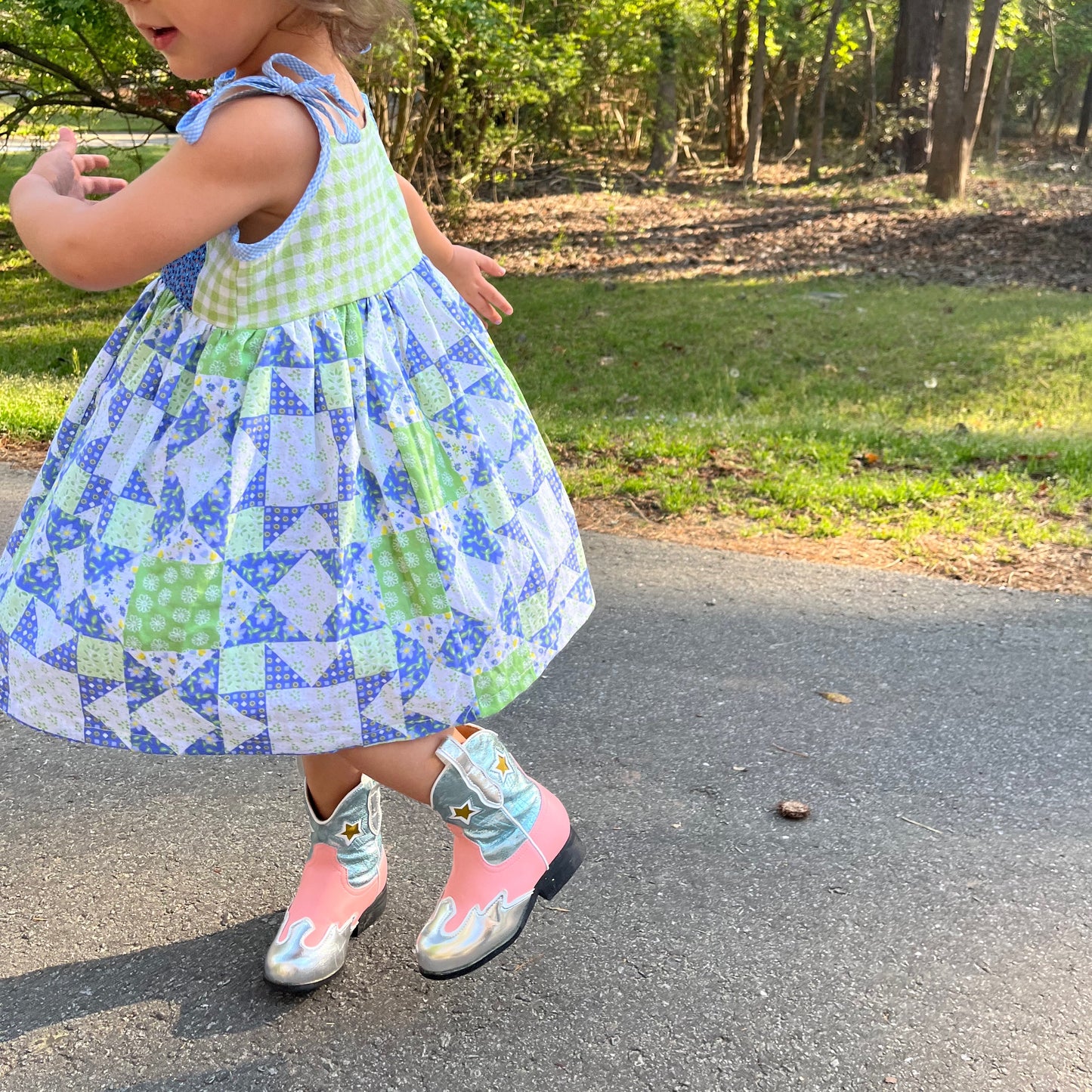 Upcycled Sundress - Floral/Gingham - 6 Years