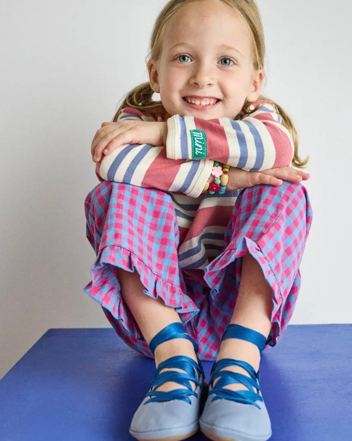 Magenta Gingham Ruffle Pant