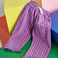 Magenta Gingham Ruffle Pant