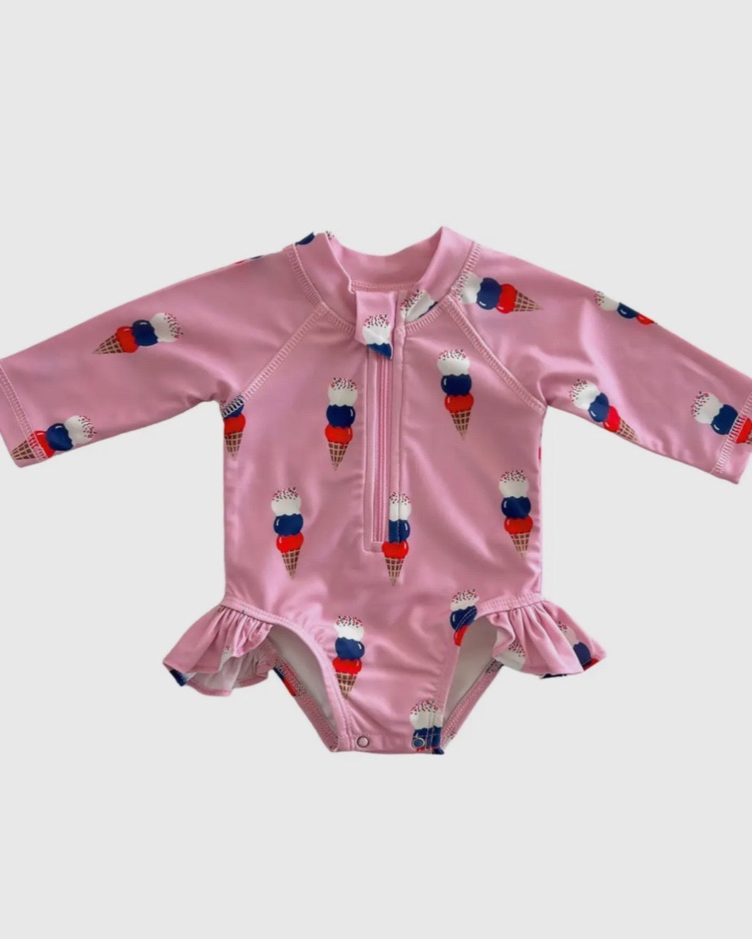 Skipper Rashguard Swimsuit - Pink Ice Cream - UPF 50+