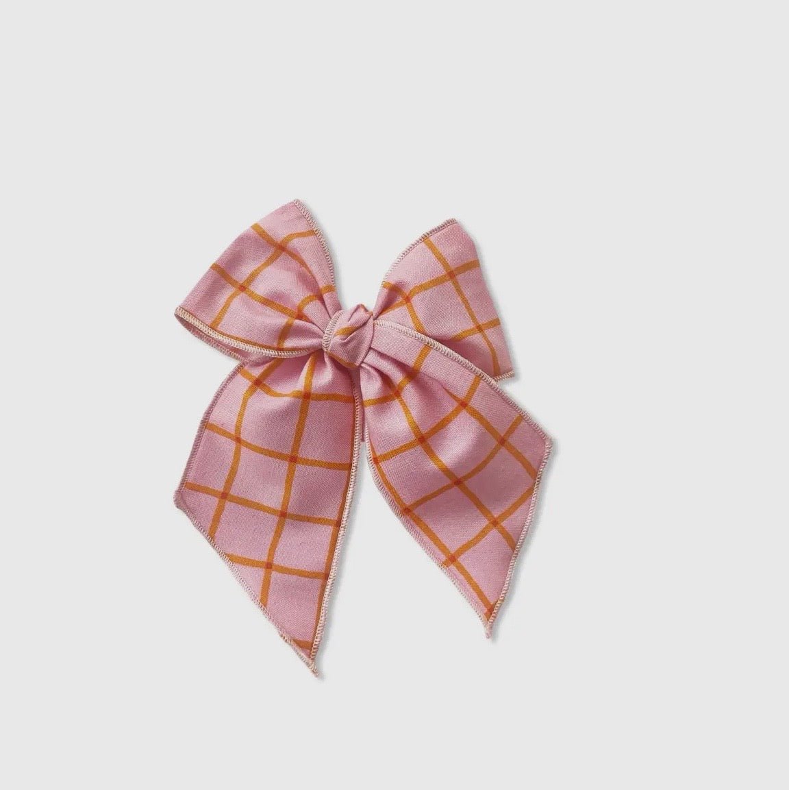 Pink and Orange Plaid Bow