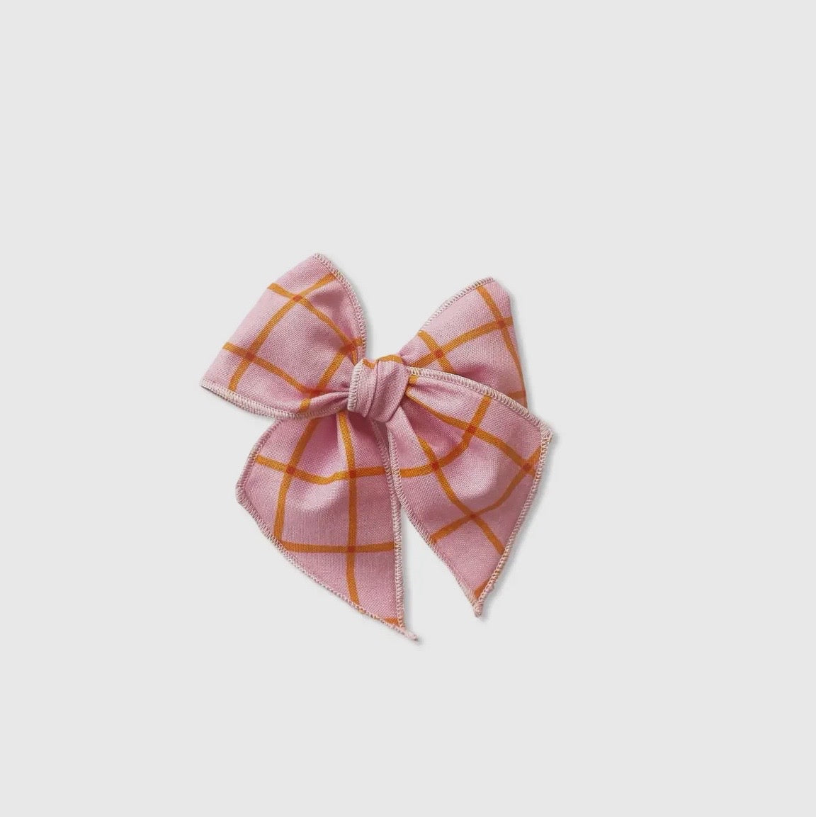 Pink and Orange Plaid Bow