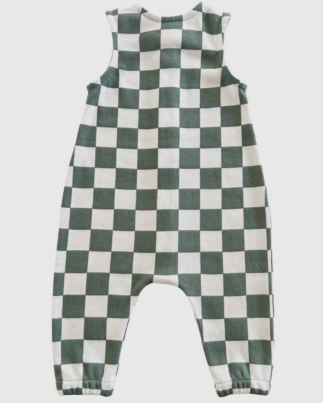 Organic Bay Jumpsuit - Matcha Milkshake Checkerboard