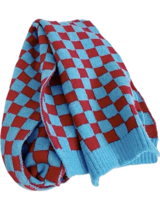 Checker Scarf - Blue and Red