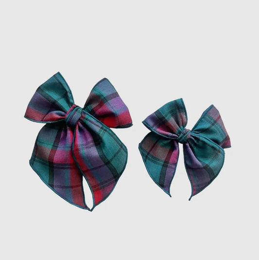 Jewel Tone Plaid Bow