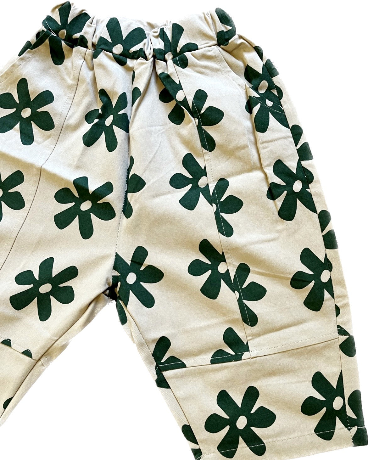 Flower Balloon Pants - Khaki and Green