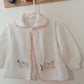 Vintage Floral Embroidered Cardigan - Pink and White - 12-18 Months